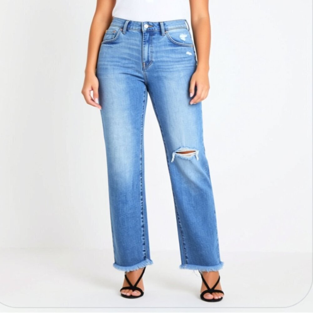 GAP Girlfriend mid rise jeans | 26-2R | medium wash - distrested NWOT
